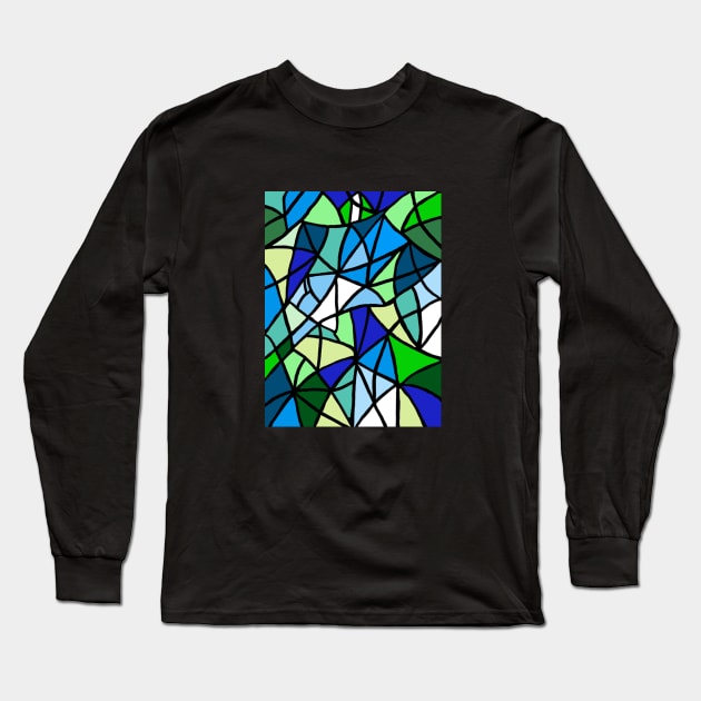 Blau grün im Buntglasstyle Long Sleeve T-Shirt by byLia